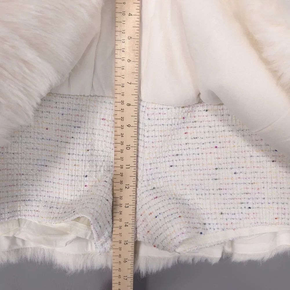 ANTHROPOLOGIE‎ MAEVE New Women’s Twofer Faux Fur Mini Skort 12 Ivory Drop Waist